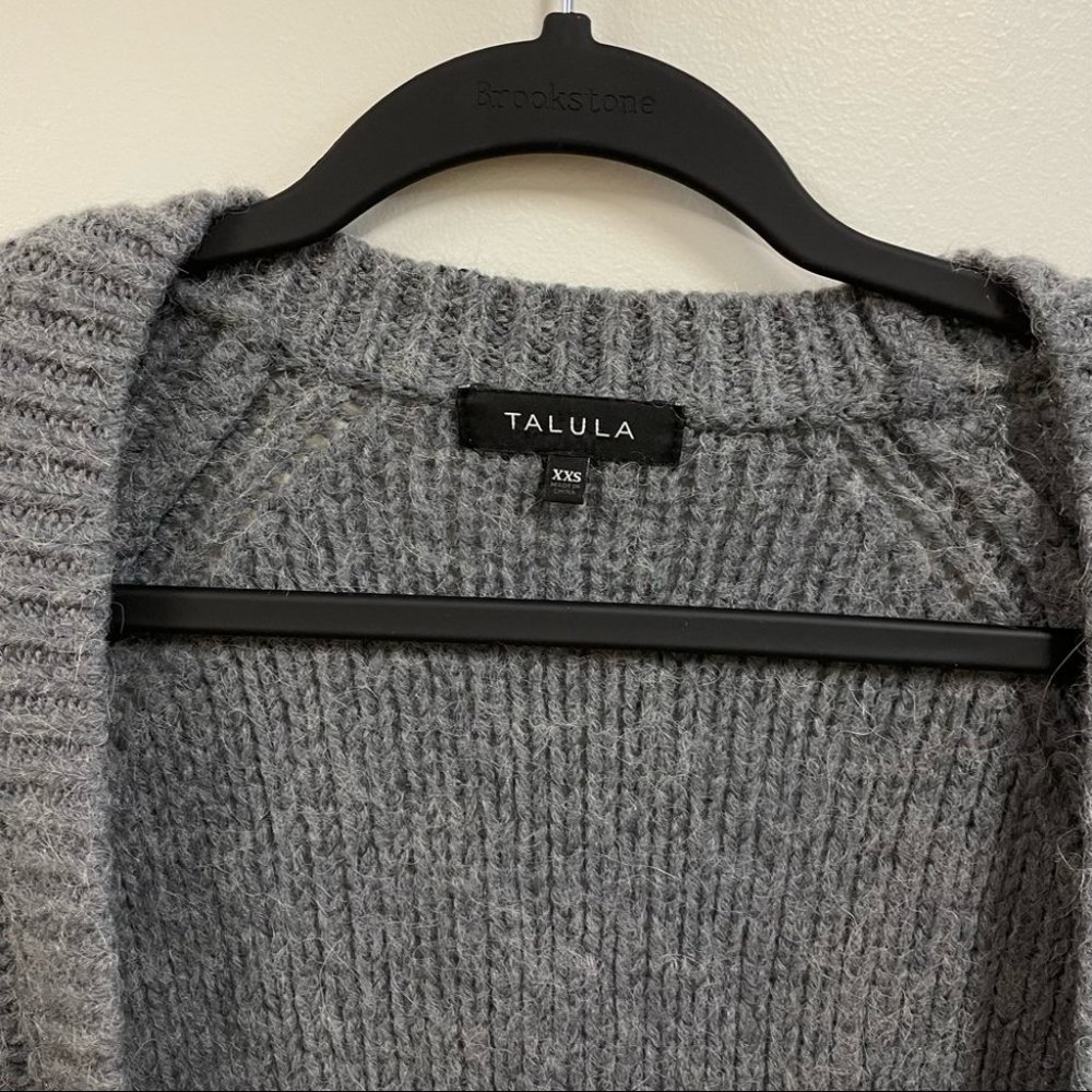 Aritzia Talula Open Front Cardigan Long Length Wool Blend Grey - Picture 4 of 8